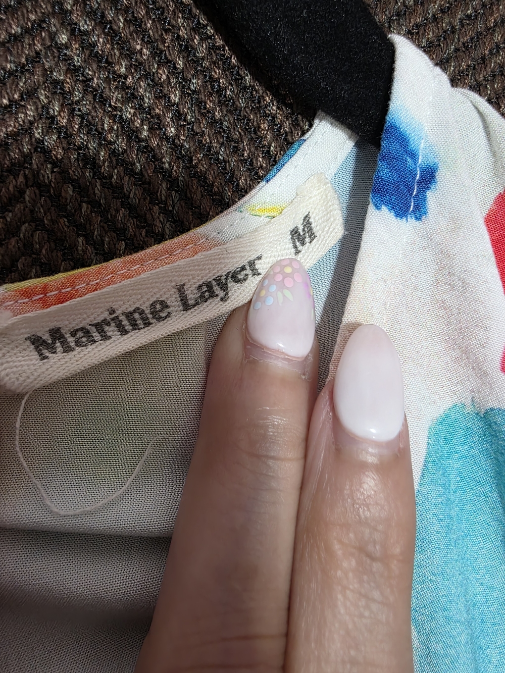 Marine Layer White Mini Dress with Multicolor Brushstroke Print - Picture 4 of 8